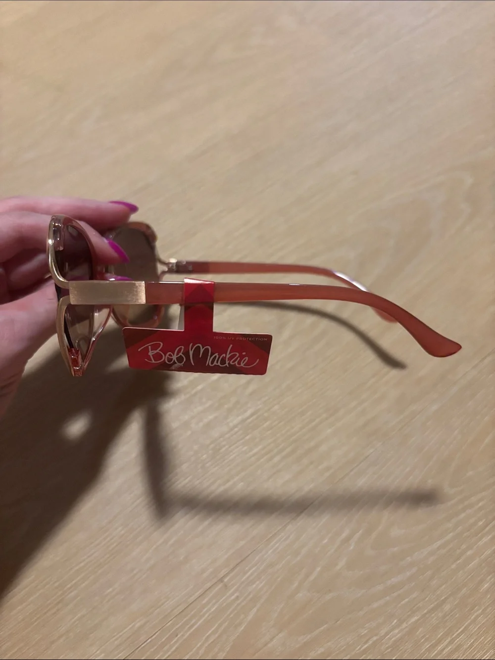 NWT Bob Mackie Oversized Coral & Gold Frame Sunglasses